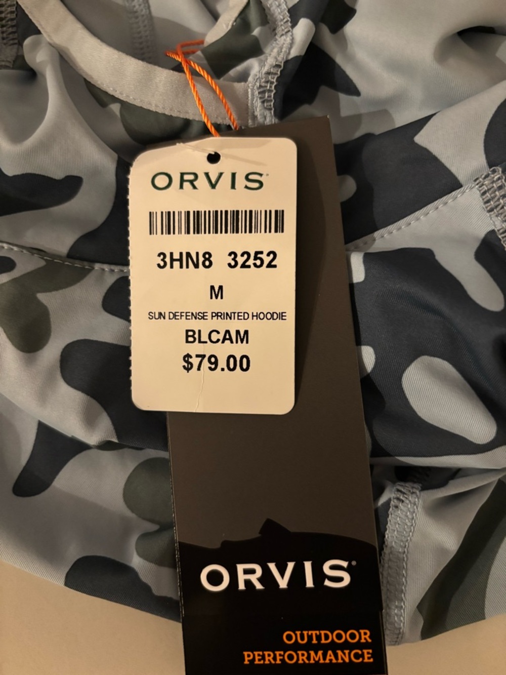 Orvis Sun DefenseLight Blue and Gray Camo Hooded Performance Shirt - Medium - Picture 7 of 7